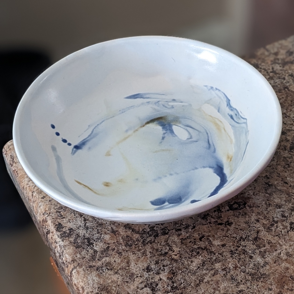 Artisan blue glaze pottery bowl